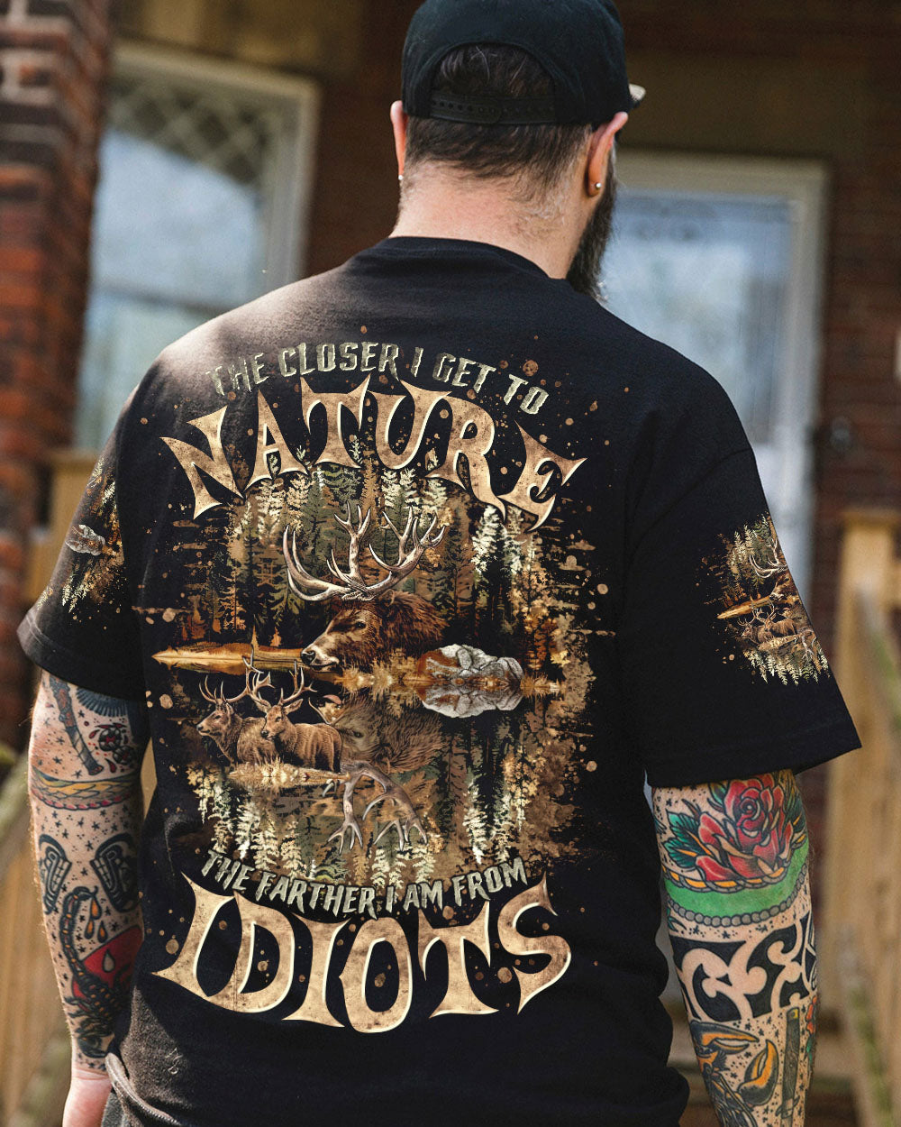 BLISSCORNERS THE CLOSER I GET TO NATURE DEER HUNTING ALL OVER PRINT -  TLTR1511242