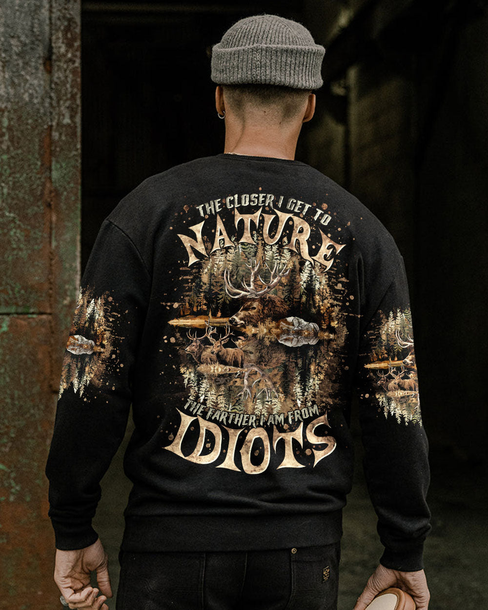 BLISSCORNERS THE CLOSER I GET TO NATURE DEER HUNTING ALL OVER PRINT -TLTR1511242