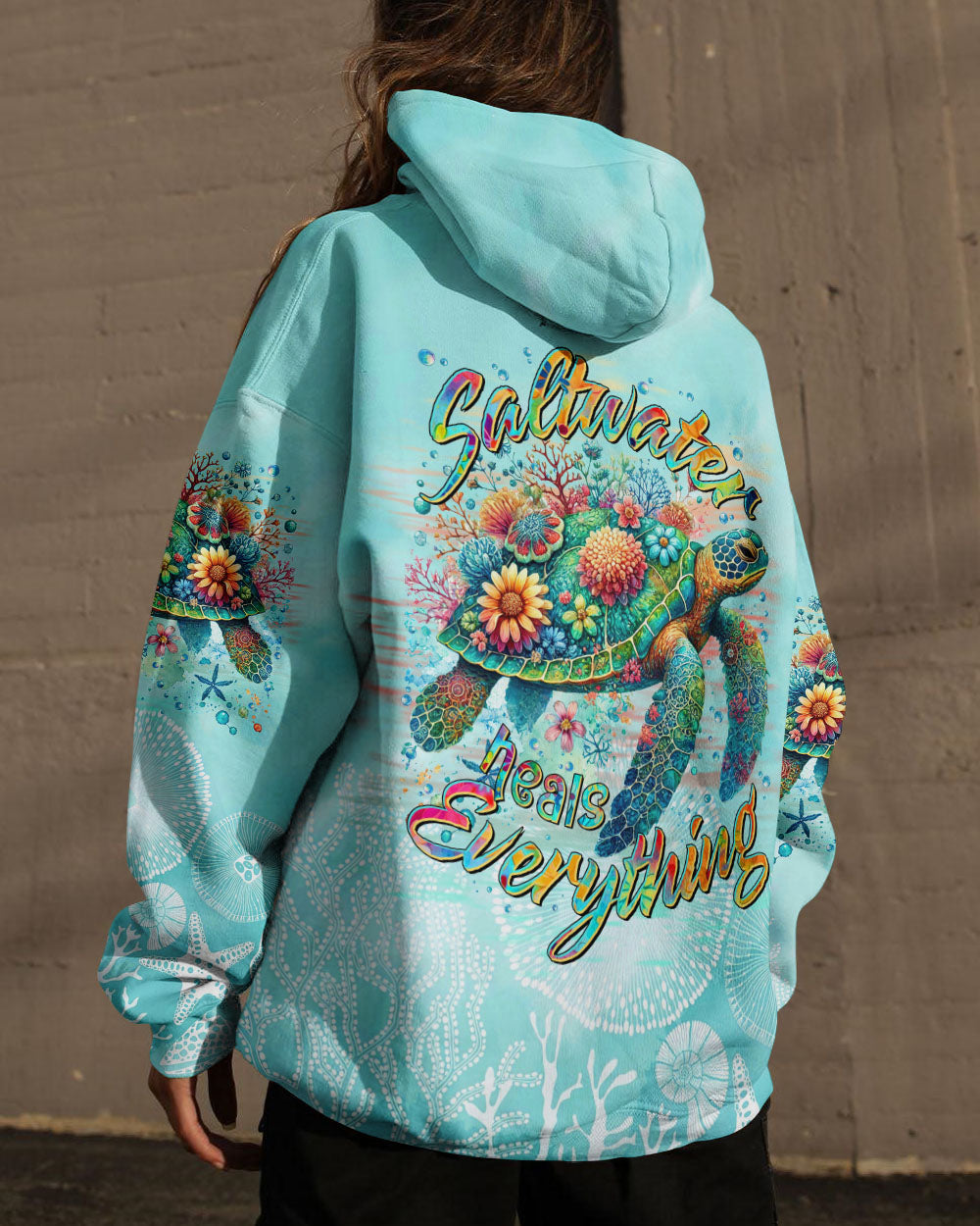 BLISSCORNERS SALTWATER HEALS EVERYTHING TURTLE ALL OVER PRINT
