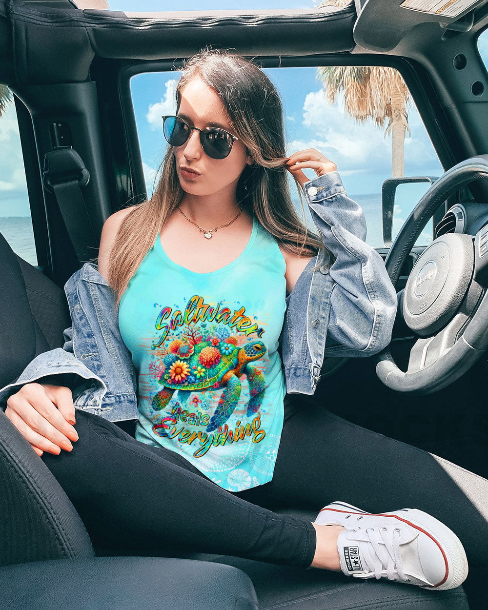 BLISSCORNERS SALTWATER HEALS EVERYTHING TURTLE ALL OVER PRINT