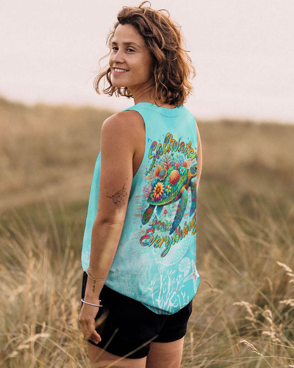 BLISSCORNERS SALTWATER HEALS EVERYTHING TURTLE ALL OVER PRINT