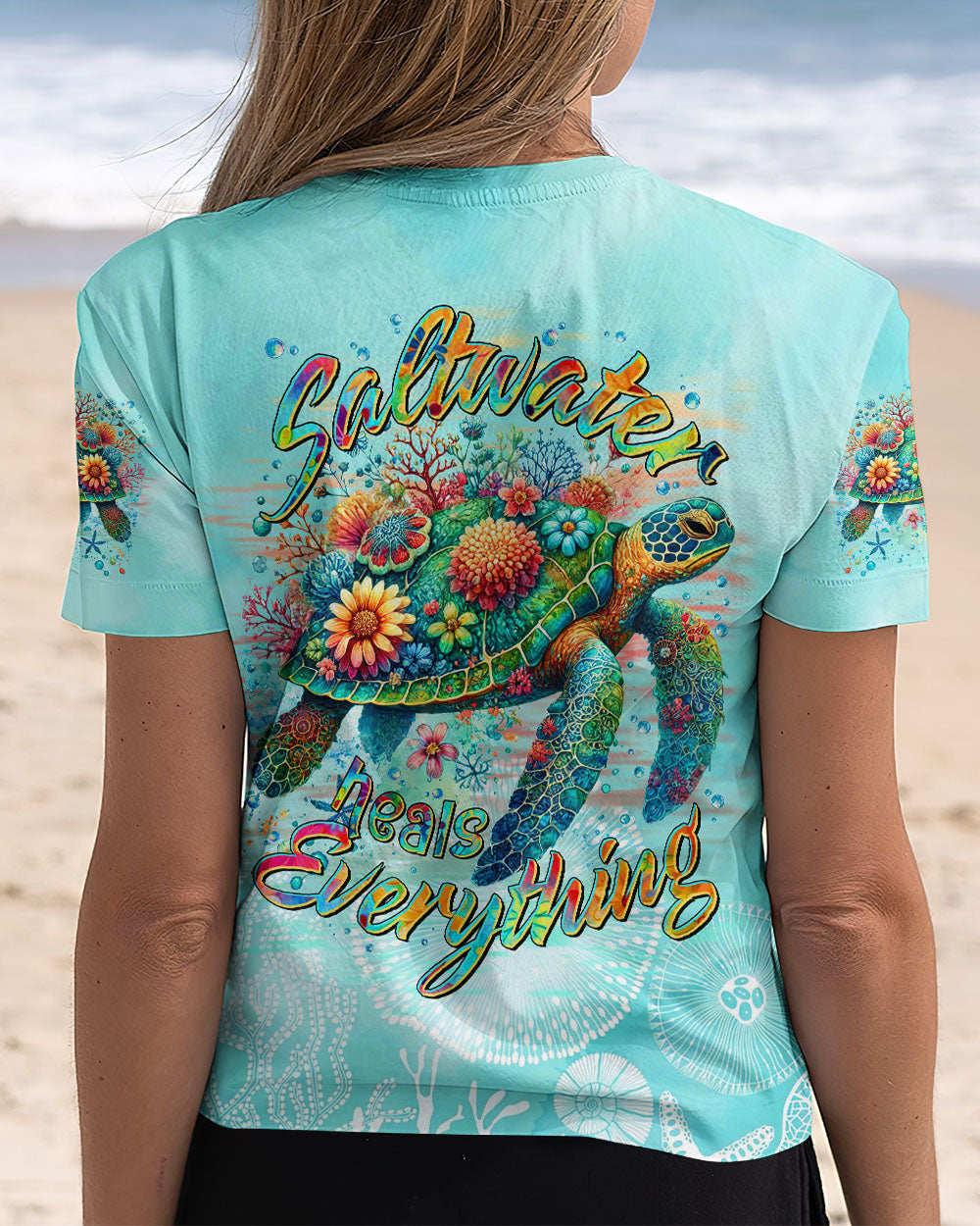 BLISSCORNERS SALTWATER HEALS EVERYTHING TURTLE ALL OVER PRINT
