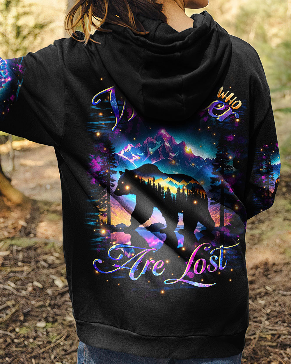 BLISSCORNERS NOT ALL WHO WANDER ARE LOST BEAR COLORFUL ALL OVER PRINT