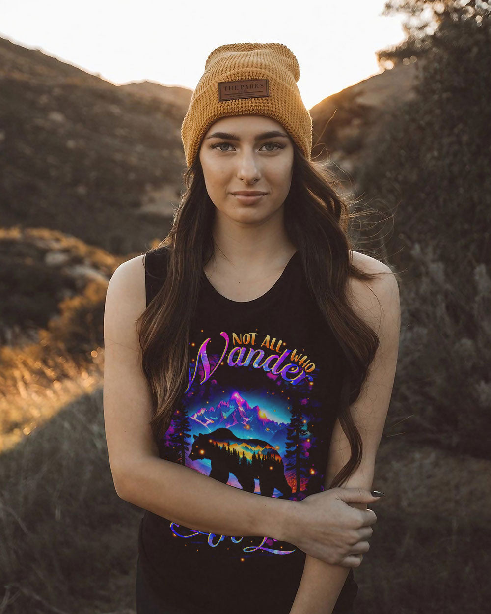 BLISSCORNERS NOT ALL WHO WANDER ARE LOST BEAR COLORFUL ALL OVER PRINT