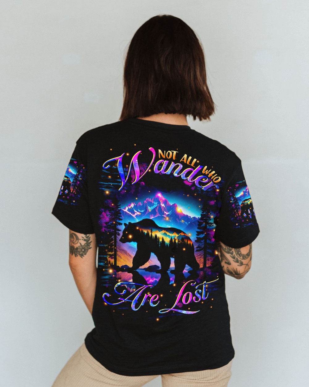 BLISSCORNERS NOT ALL WHO WANDER ARE LOST BEAR COLORFUL ALL OVER PRINT