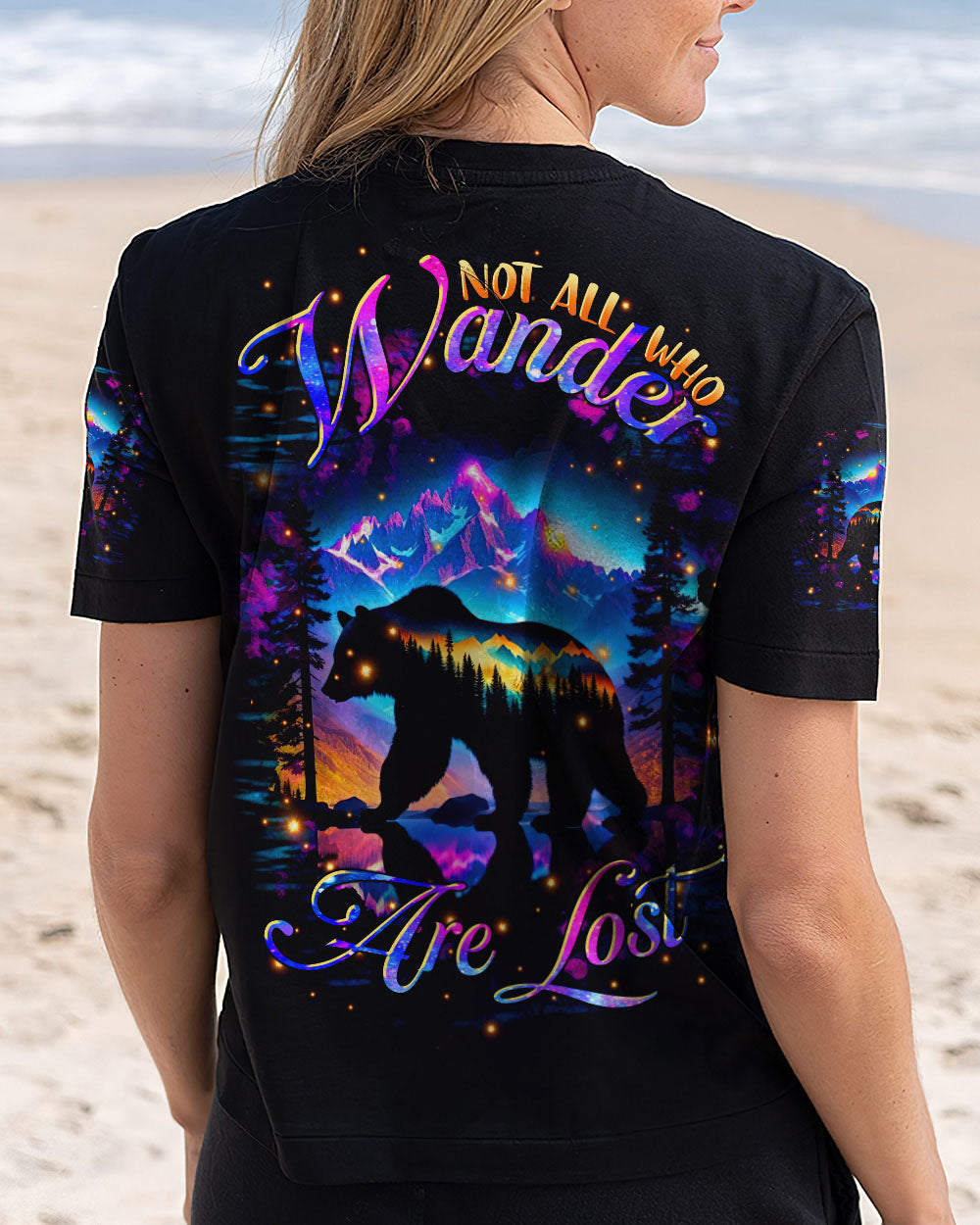 BLISSCORNERS NOT ALL WHO WANDER ARE LOST BEAR COLORFUL ALL OVER PRINT