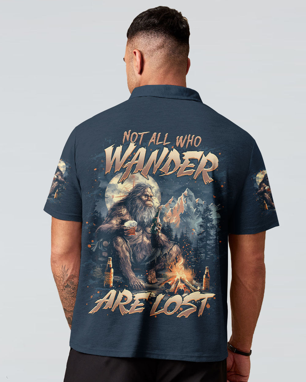 BLISSCORNERS NOT ALL WHO WANDER ARE LOST BIGFOOT COMPASS ALL OVER PRINT
