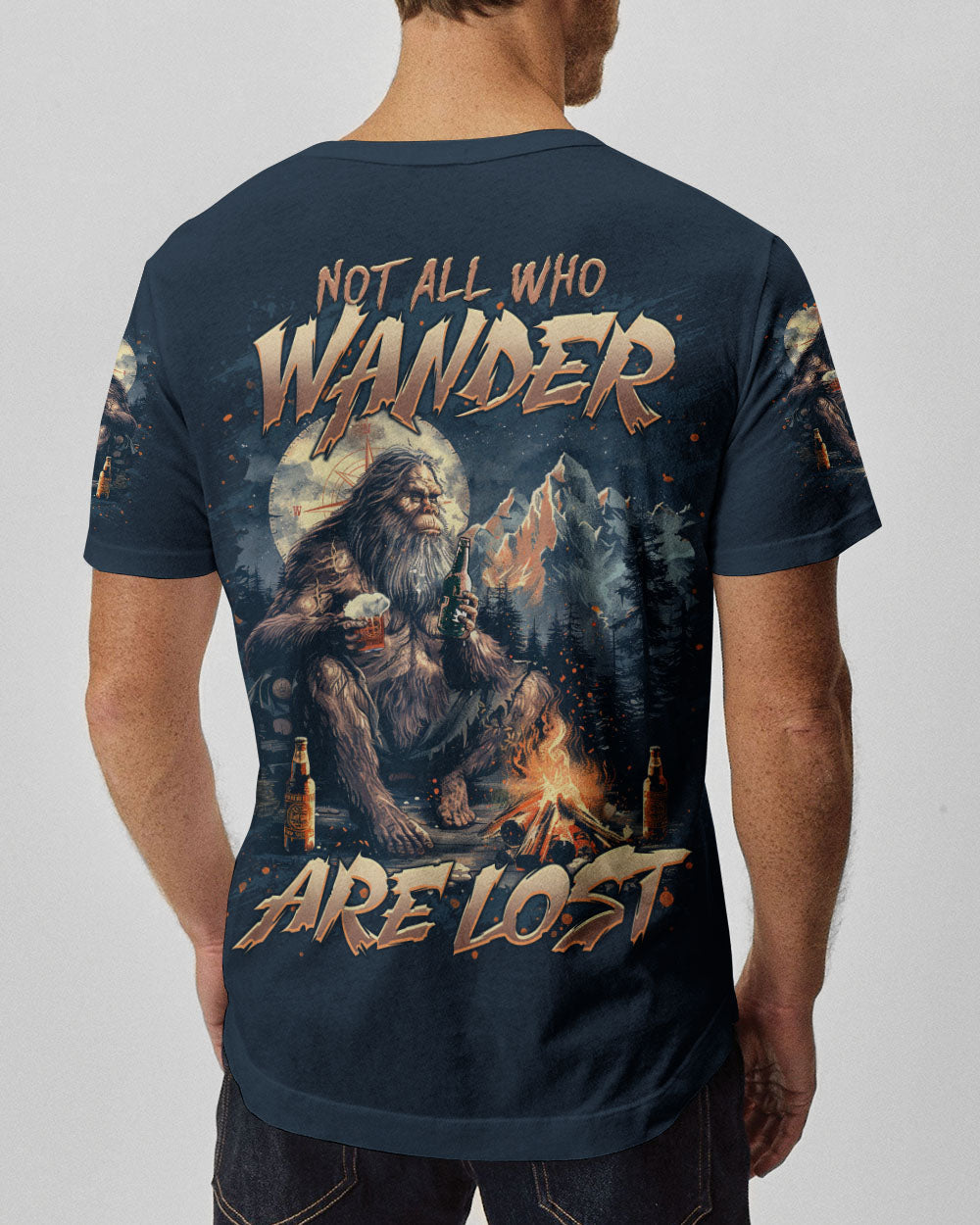 BLISSCORNERS NOT ALL WHO WANDER ARE LOST BIGFOOT COMPASS ALL OVER PRINT