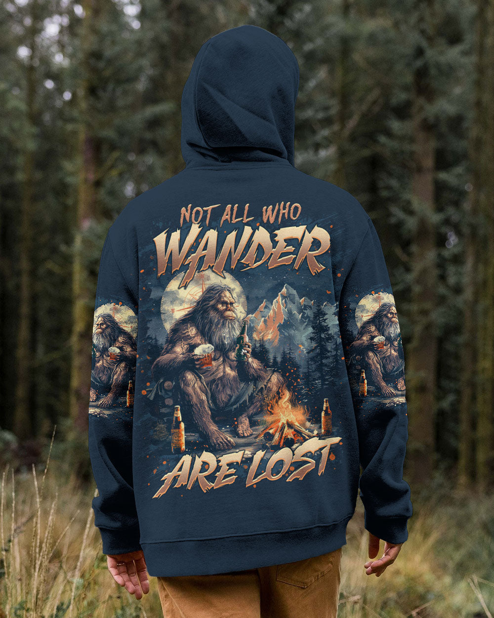 BLISSCORNERS NOT ALL WHO WANDER ARE LOST BIGFOOT COMPASS ALL OVER PRINT
