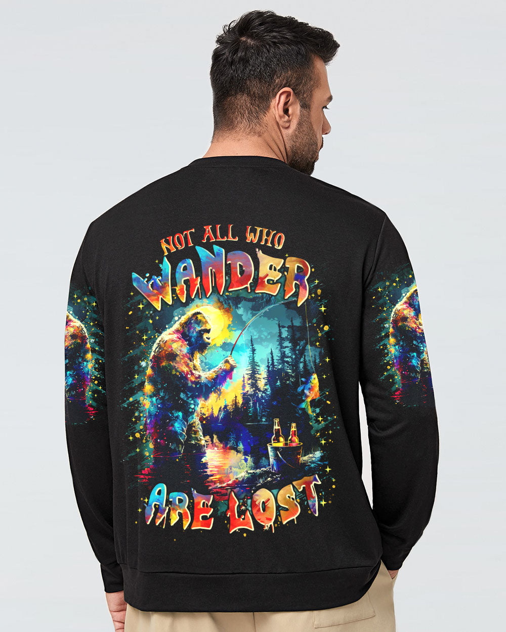 BLISSCORNERS NOT ALL WHO WANDER ARE LOST BIGFOOT ALL OVER PRINT