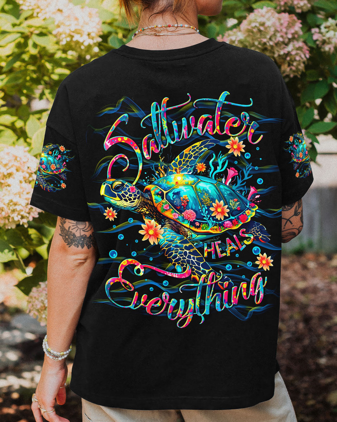 BLISSCORNERS SALTWATER HEALS EVERYTHING TURTLE ALL OVER PRINT