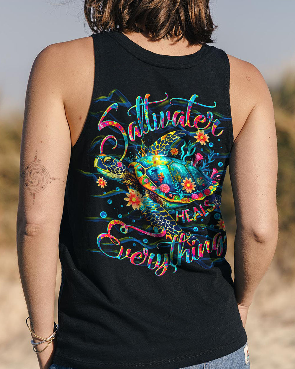 BLISSCORNERS SALTWATER HEALS EVERYTHING TURTLE ALL OVER PRINT