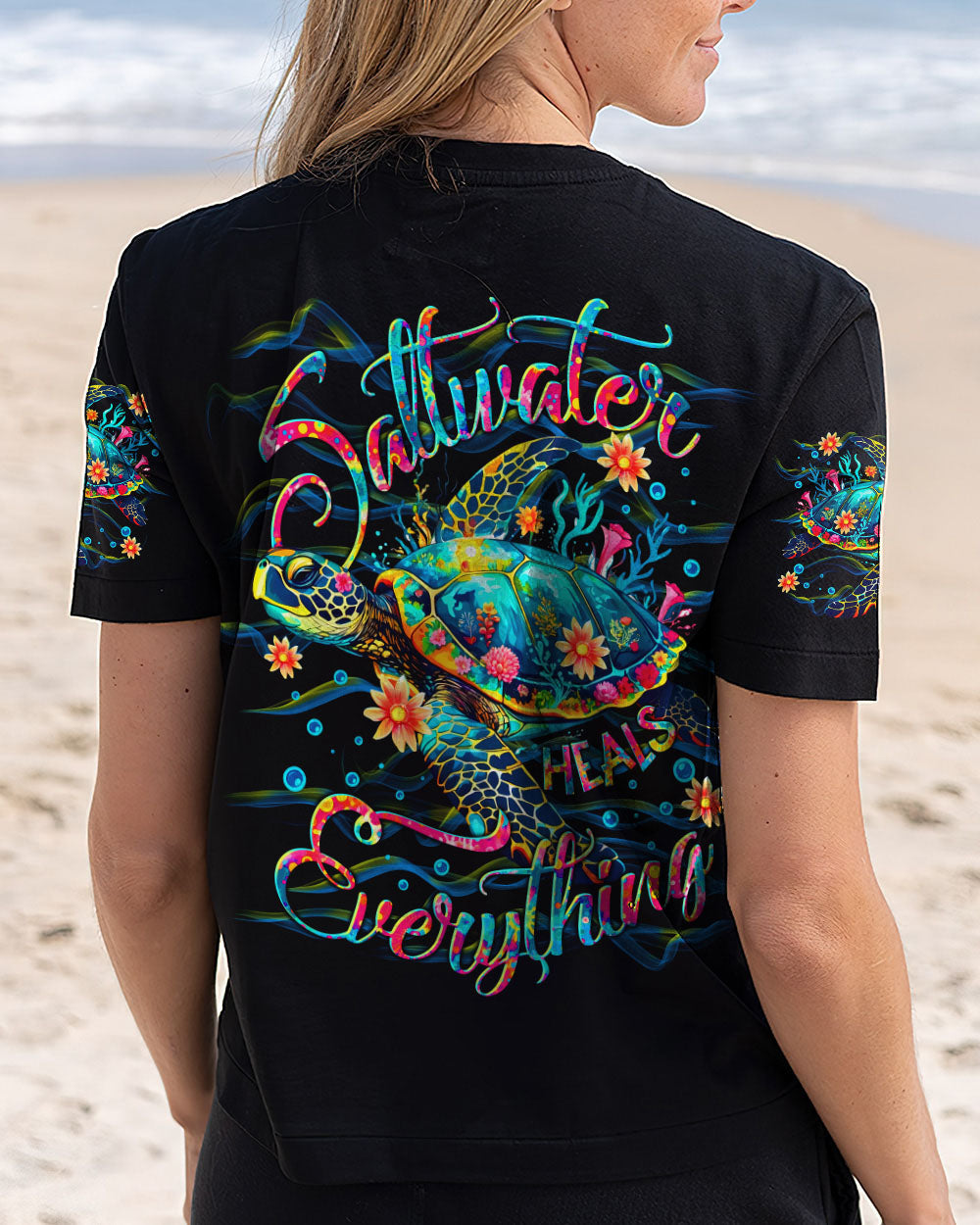 BLISSCORNERS SALTWATER HEALS EVERYTHING TURTLE ALL OVER PRINT