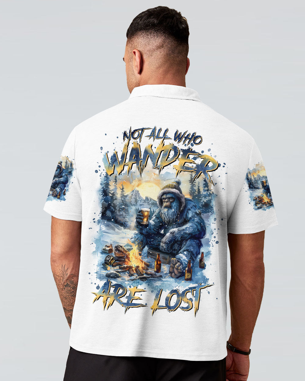 BLISSCORNERS NOT ALL WHO WANDER ARE LOST BIGFOOT ALL OVER PRINT