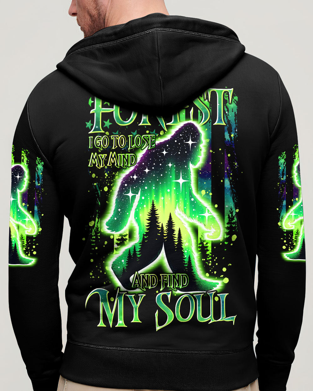 BLISSCORNERS AND INTO THE FOREST I GO BIGFOOT ALL OVER PRINT