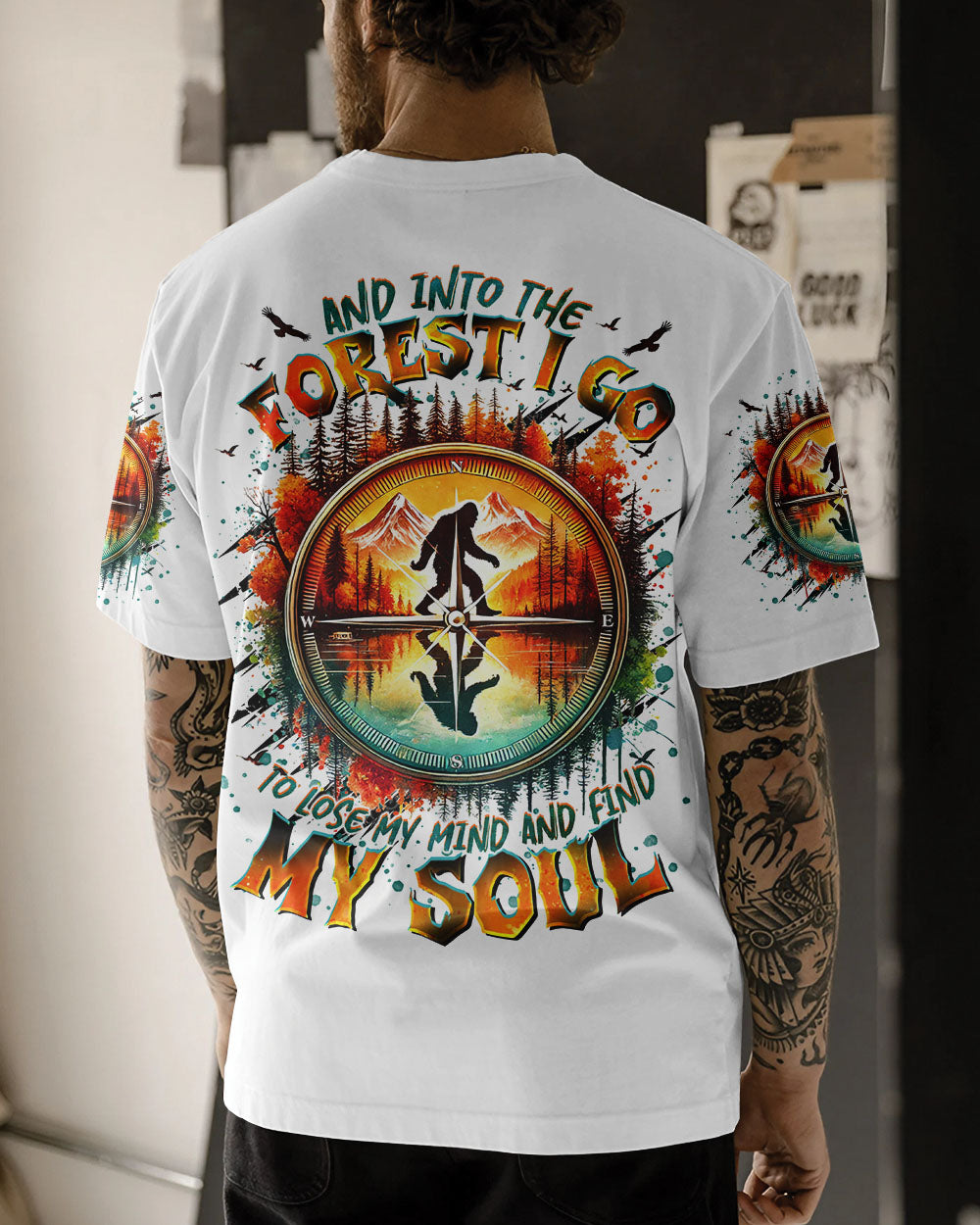 BLISSCORNERS AND INTO THE FOREST I GO BIGFOOT ALL OVER PRINT