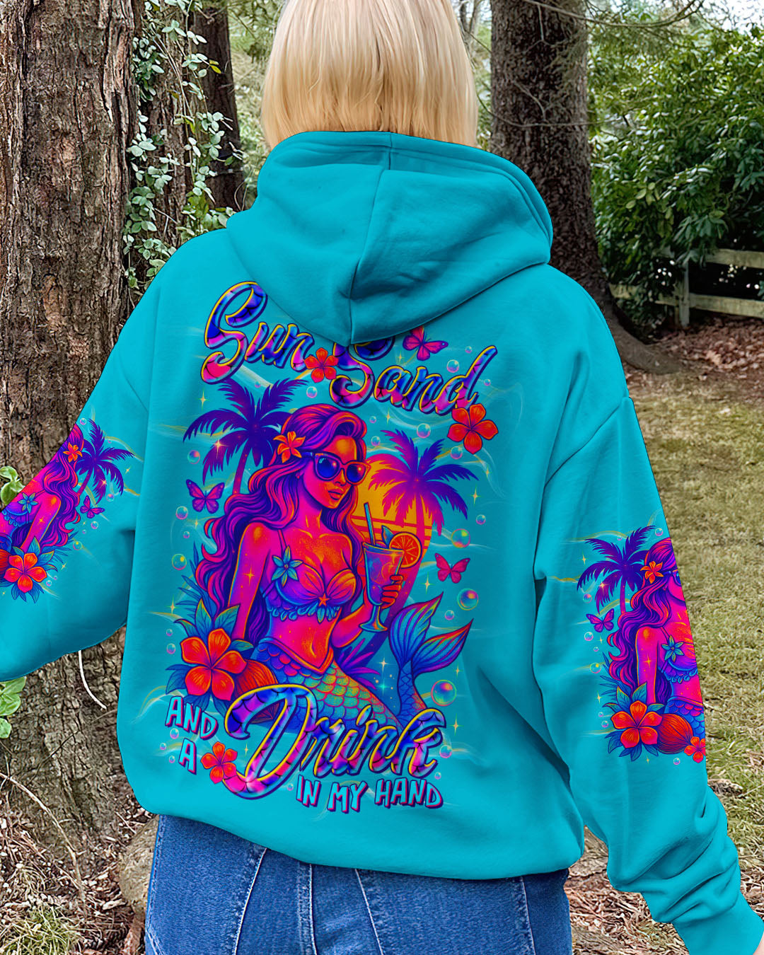 BLISSCORNERS SUN SAND AND A DRINK IN MY HAND MERMAID ALL OVER PRINT