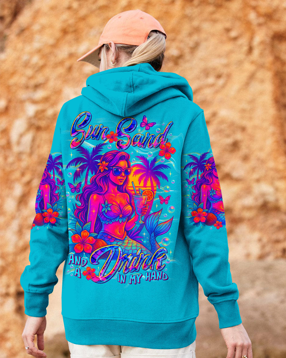 BLISSCORNERS SUN SAND AND A DRINK IN MY HAND MERMAID ALL OVER PRINT