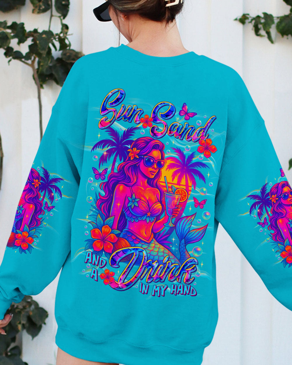 BLISSCORNERS SUN SAND AND A DRINK IN MY HAND MERMAID ALL OVER PRINT