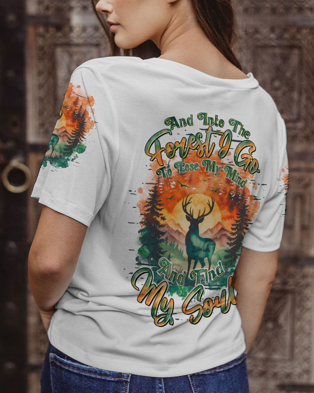 BLISSCORNERS AND INTO THE FOREST I GO DEER ALL OVER PRINT