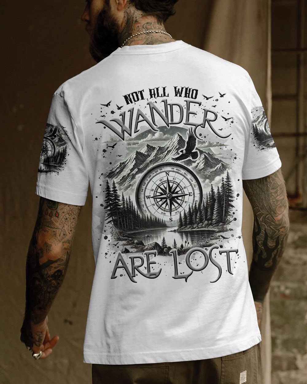 BLISSCORNERS NOT ALL WHO WANDER ARE LOST COMPASS ALL OVER PRINT
