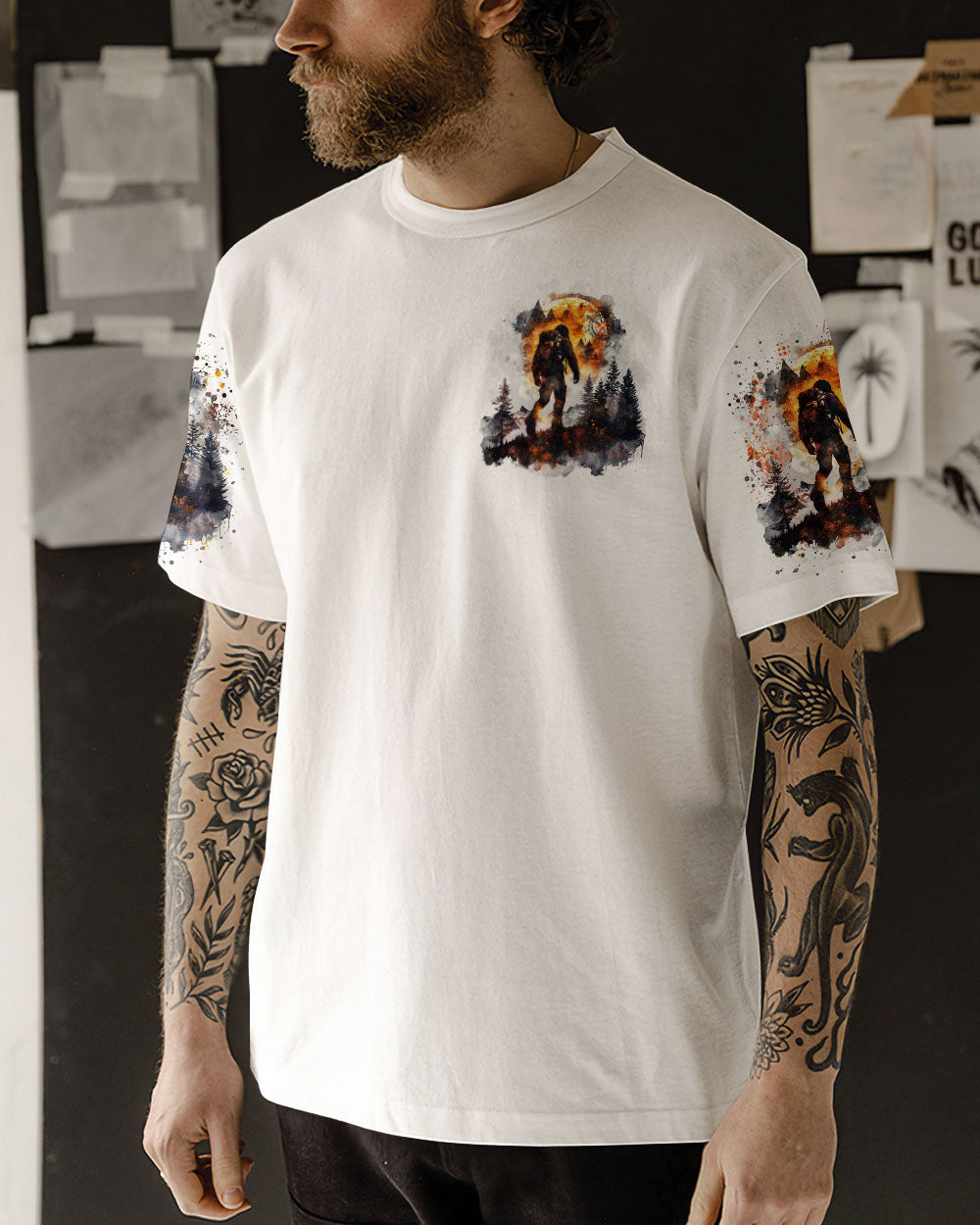 BLISSCORNERS NOT ALL WHO WANDER ARE LOST BIGFOOT COMPASS ALL OVER PRINT