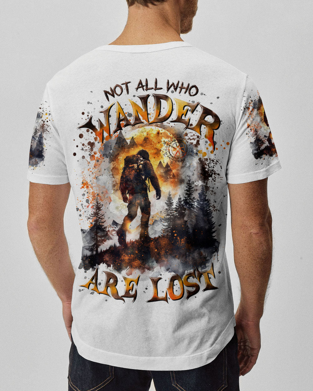 BLISSCORNERS NOT ALL WHO WANDER ARE LOST BIGFOOT COMPASS ALL OVER PRINT