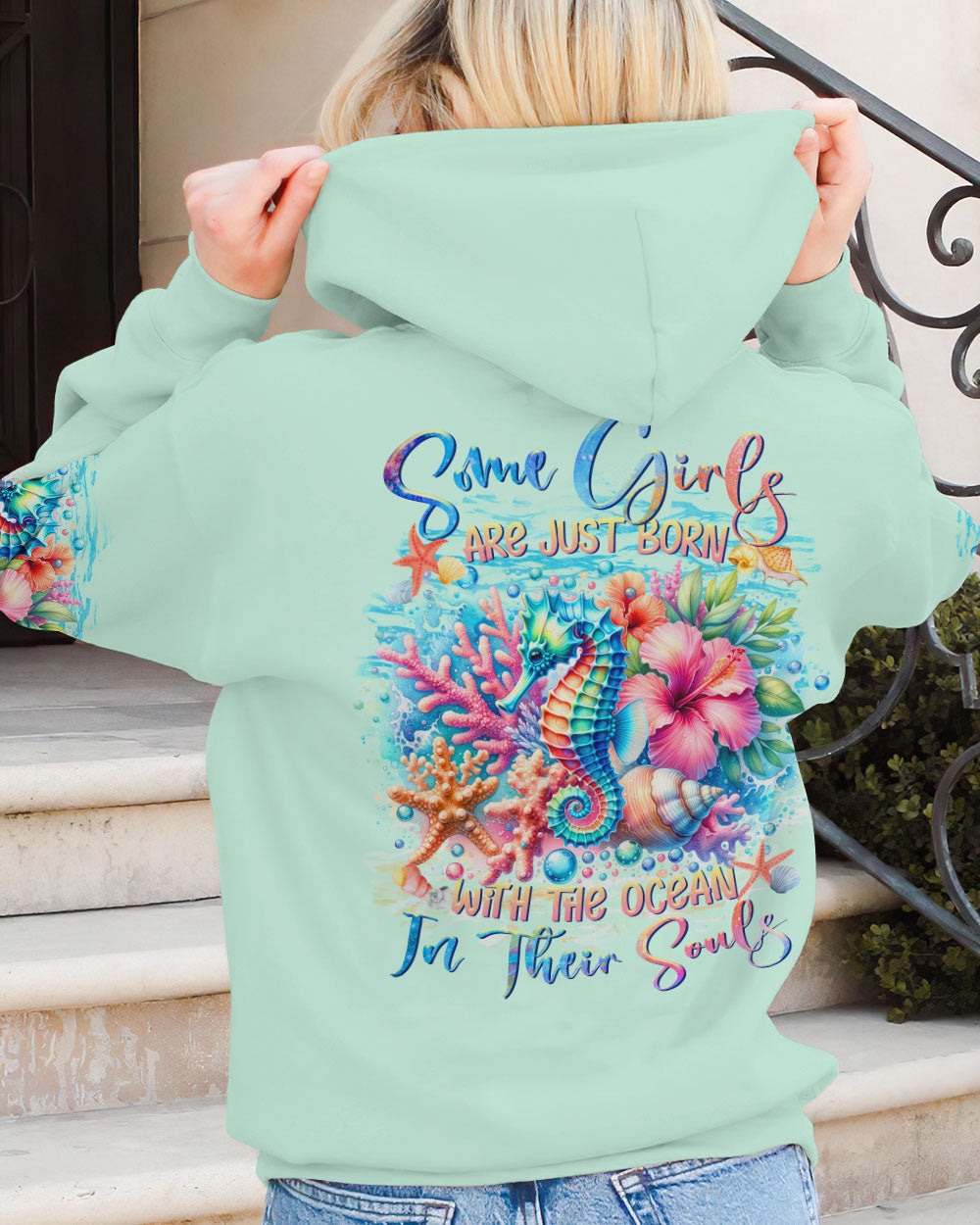 BLISSCORNERS SOME GIRLS ARE JUST BORN SEAHORSE ALL OVER PRINT