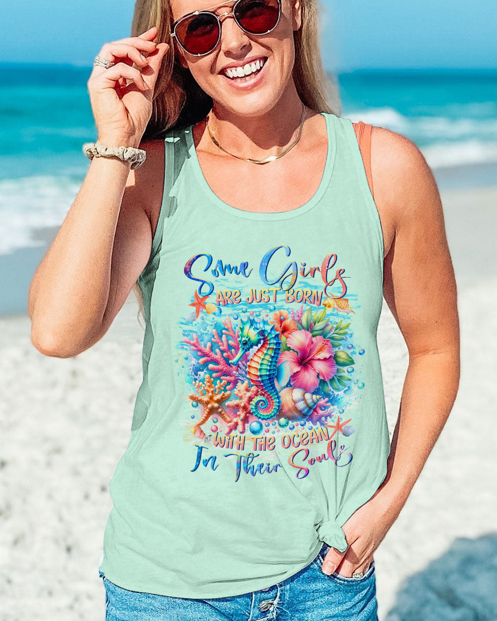 BLISSCORNERS SOME GIRLS ARE JUST BORN SEAHORSE ALL OVER PRINT