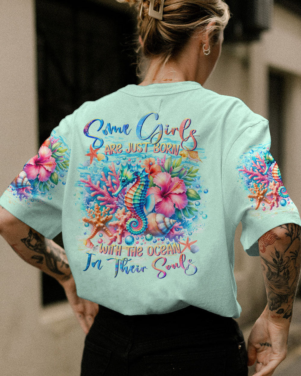 BLISSCORNERS SOME GIRLS ARE JUST BORN SEAHORSE ALL OVER PRINT