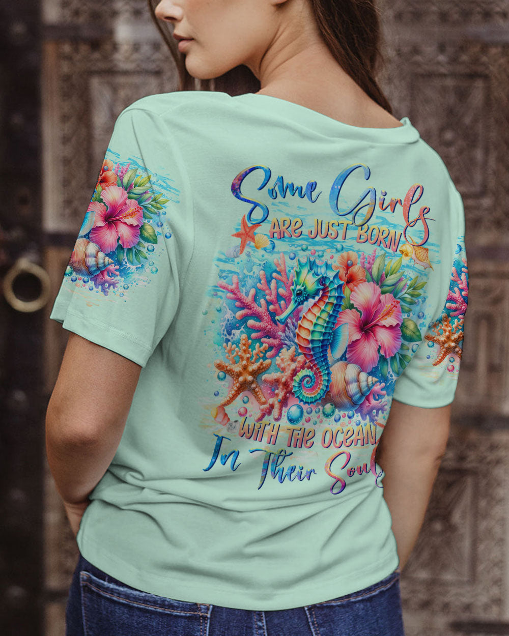 BLISSCORNERS SOME GIRLS ARE JUST BORN SEAHORSE ALL OVER PRINT