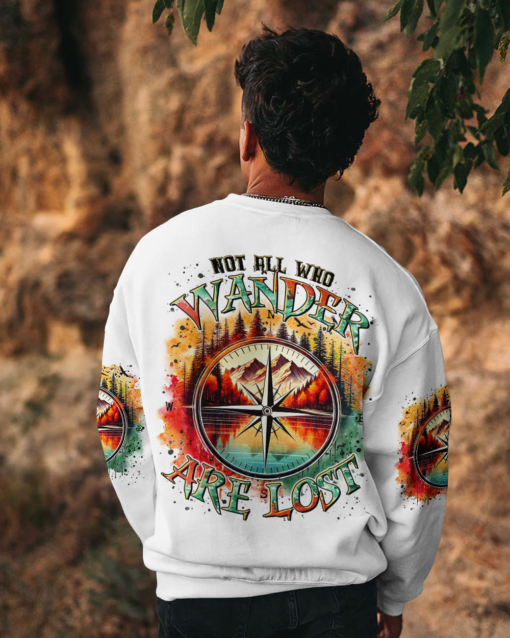 BLISSCORNERS NOT ALL WHO WANDER ARE LOST COMPASS ALL OVER PRINT