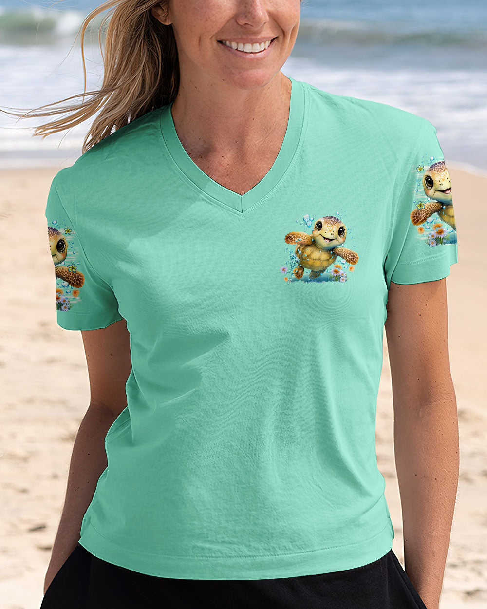 BLISSCORNERS SMELL THE SEA FEEL THE BREEZE TURTLE ALL OVER PRINT