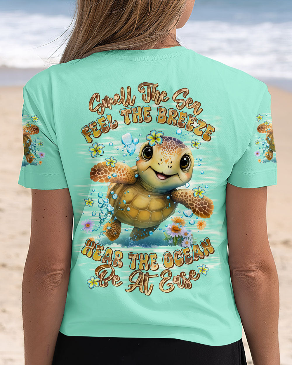 BLISSCORNERS SMELL THE SEA FEEL THE BREEZE TURTLE ALL OVER PRINT
