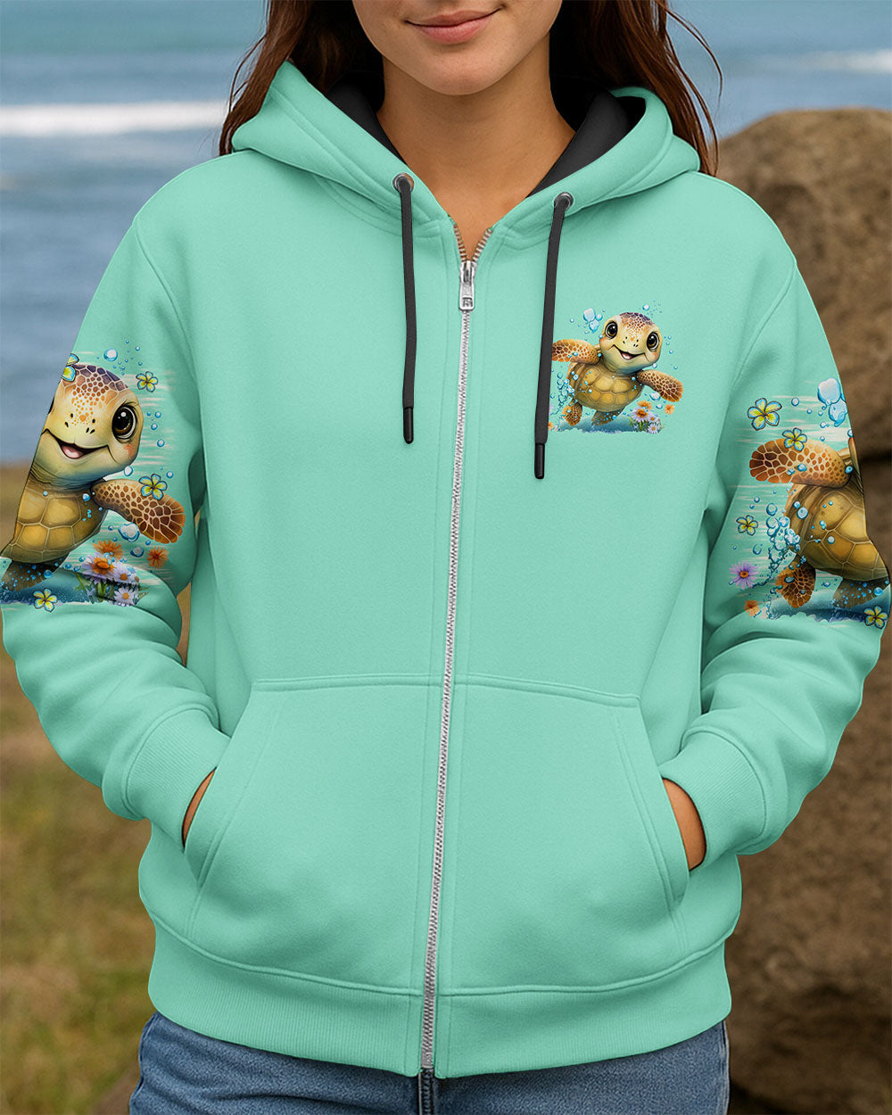 BLISSCORNERS SMELL THE SEA FEEL THE BREEZE TURTLE ALL OVER PRINT