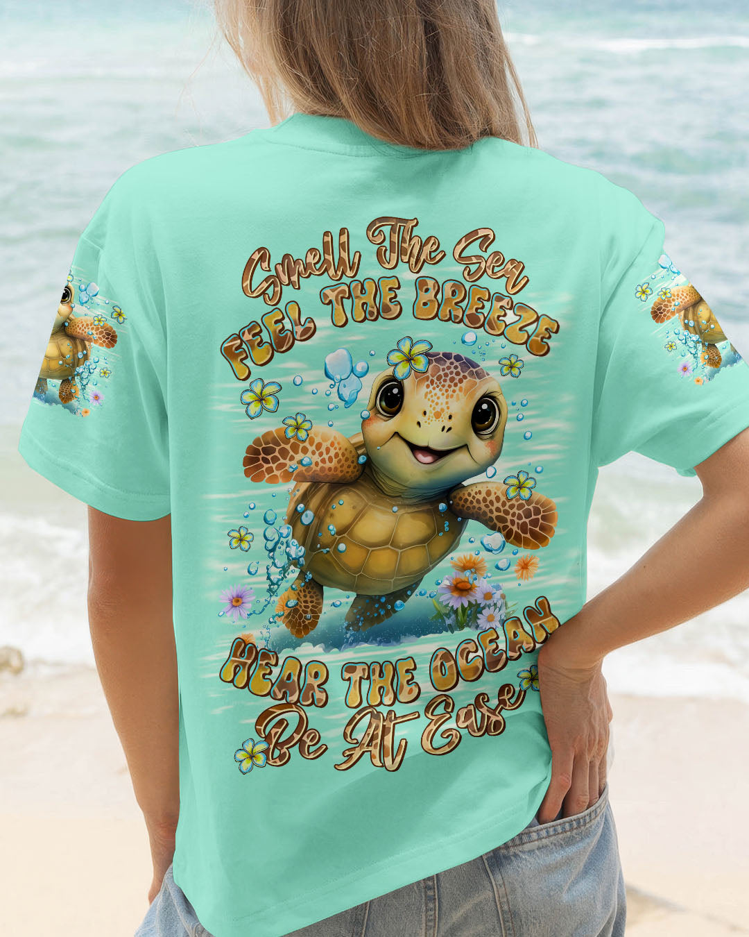 BLISSCORNERS SMELL THE SEA FEEL THE BREEZE TURTLE ALL OVER PRINT