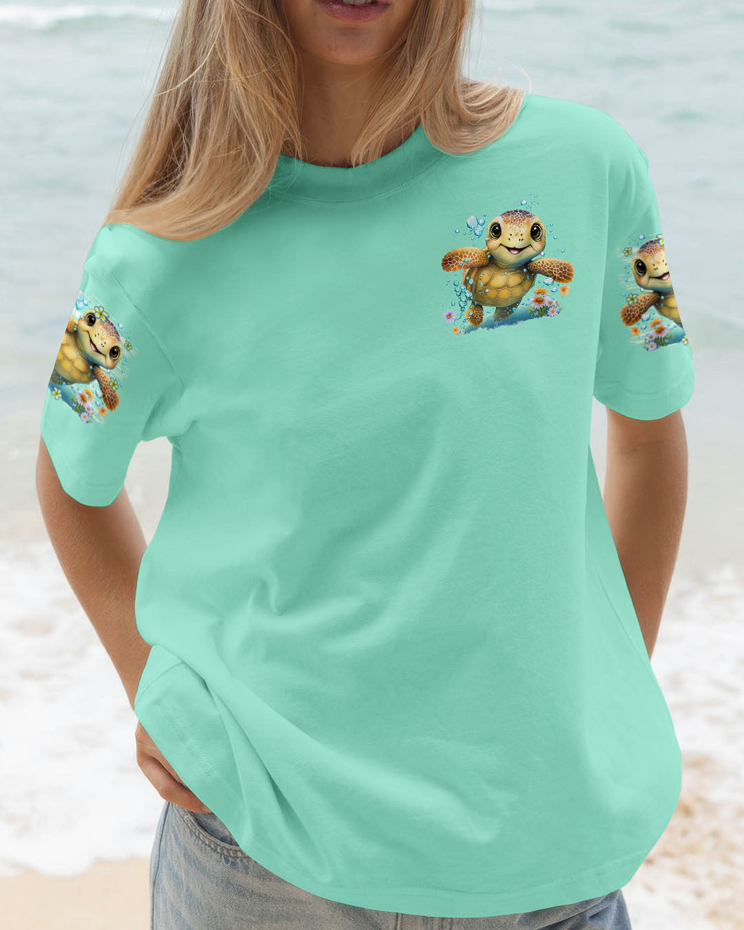 BLISSCORNERS SMELL THE SEA FEEL THE BREEZE TURTLE ALL OVER PRINT