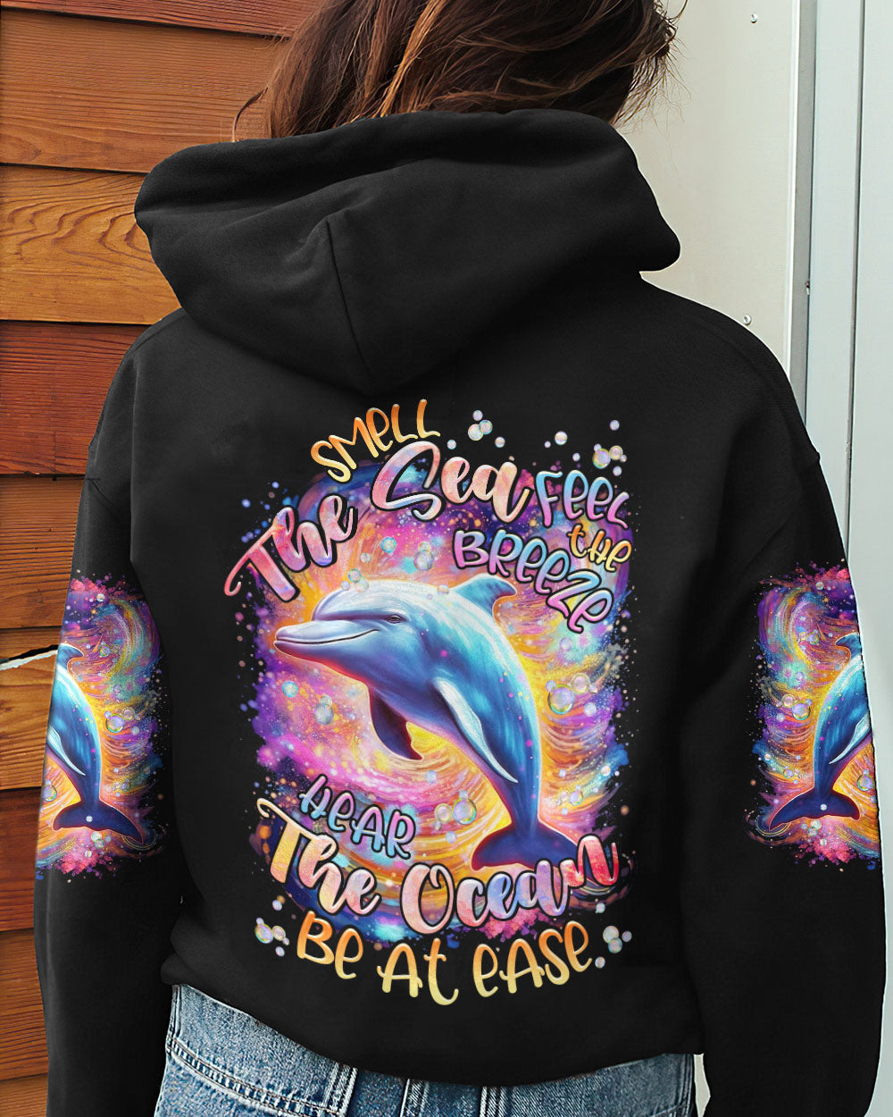 BLISSCORNERS SMELL THE SEA FEEL THE BREEZE DOLPHIN NEON ALL OVER PRINT