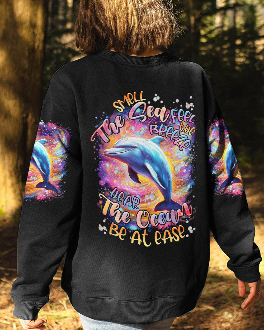 BLISSCORNERS SMELL THE SEA FEEL THE BREEZE DOLPHIN NEON ALL OVER PRINT