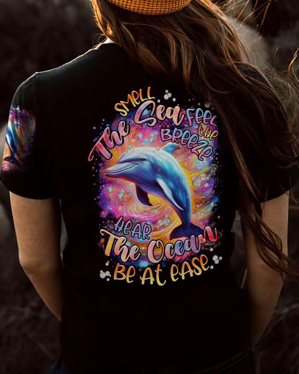 BLISSCORNERS SMELL THE SEA FEEL THE BREEZE DOLPHIN NEON ALL OVER PRINT