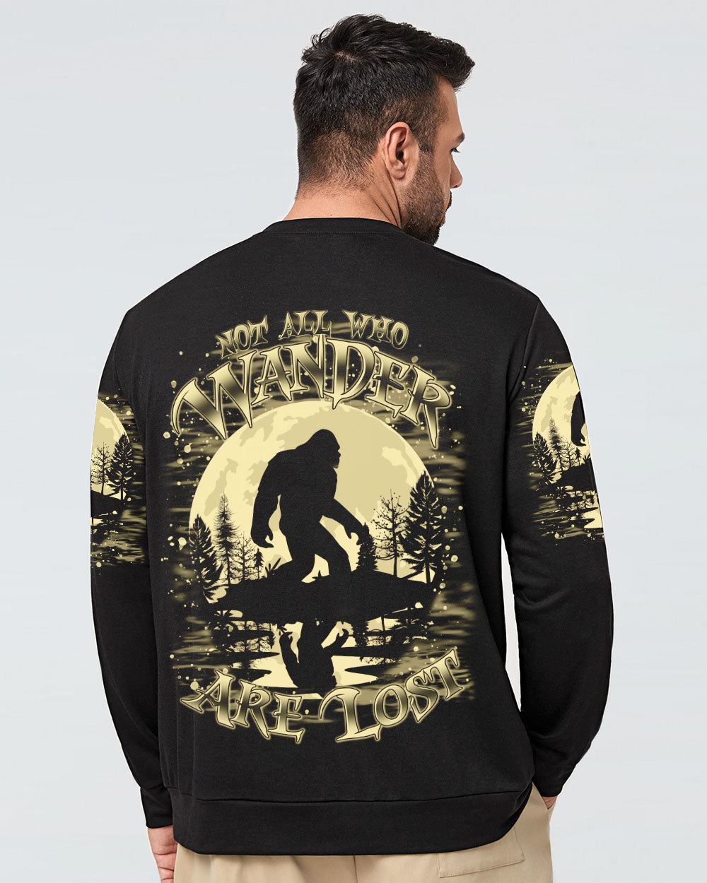 BLISSCORNERS NOT ALL WHO WANDER ARE LOST BIGFOOT MOON ALL OVER PRINT