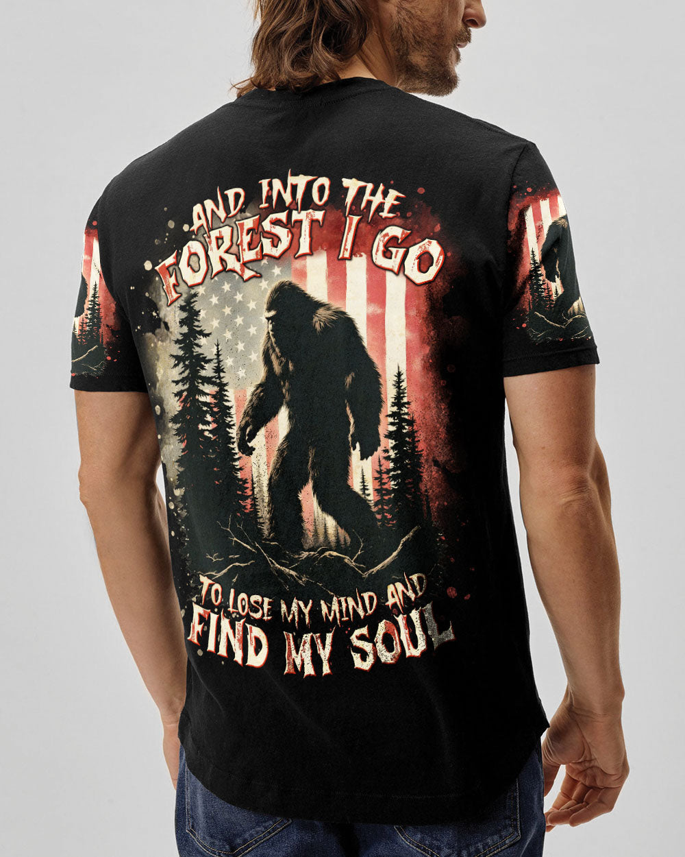 BLISSCORNERS AND INTO THE FOREST I GO BIGFOOT ALL OVER PRINT