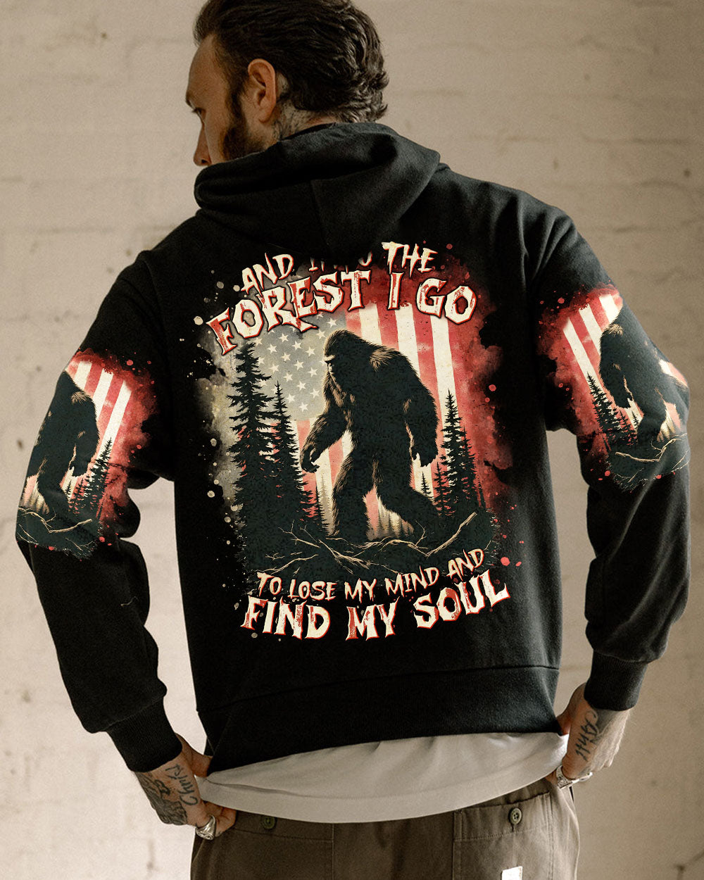 BLISSCORNERS AND INTO THE FOREST I GO BIGFOOT ALL OVER PRINT