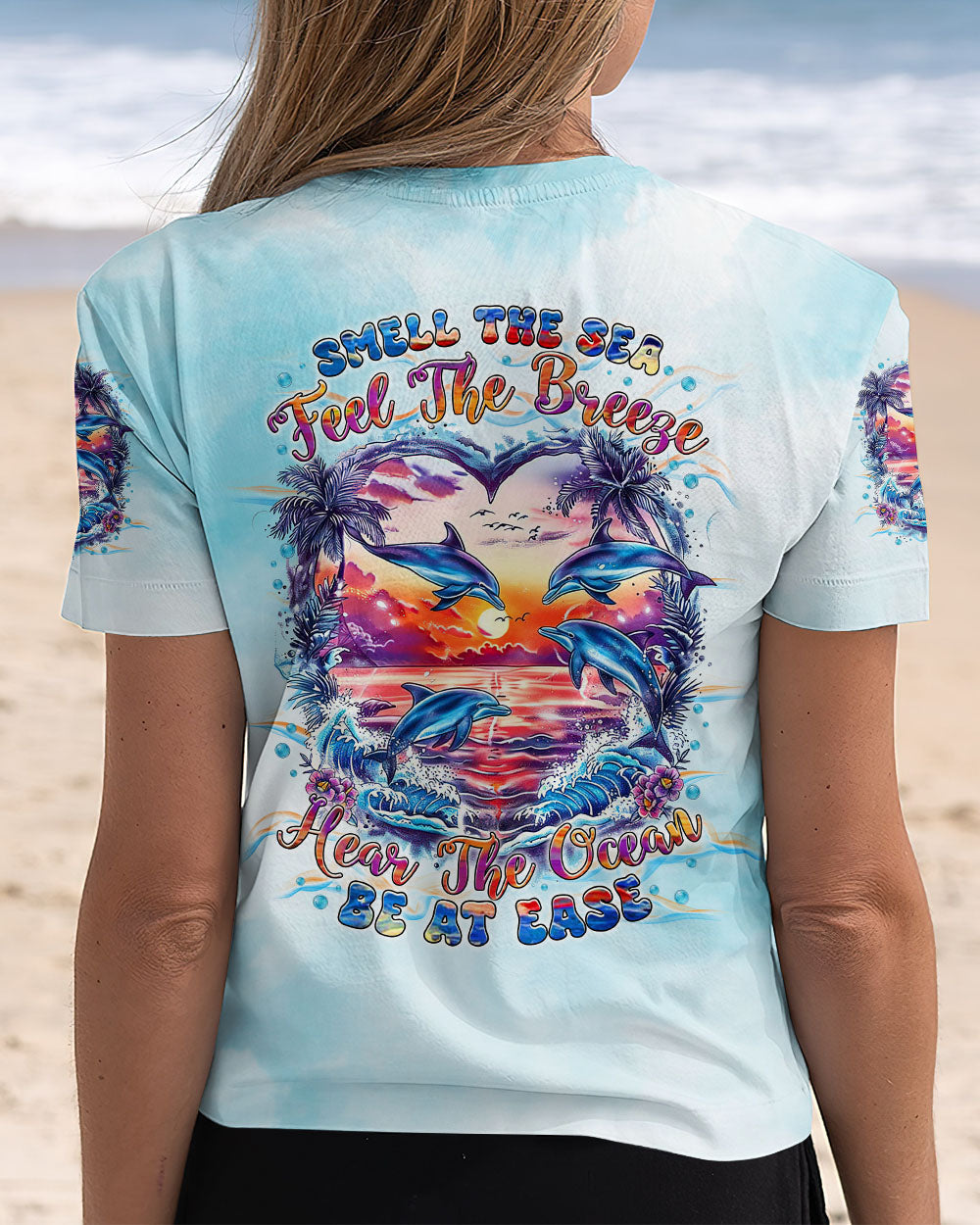 BLISSCORNERS SMELL THE SEA FEEL THE BREEZE DOLPHIN ALL OVER PRINT