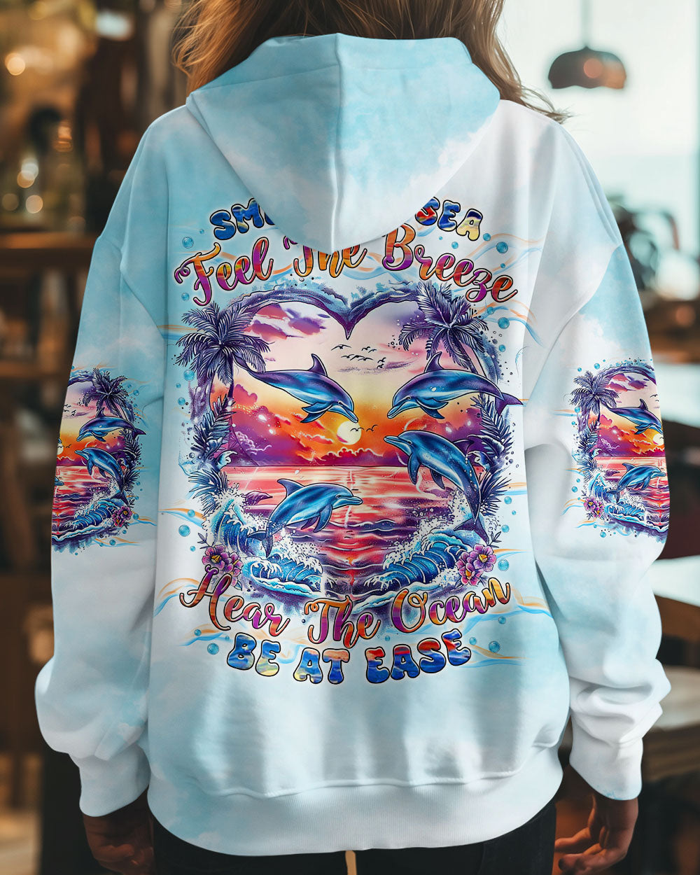 BLISSCORNERS SMELL THE SEA FEEL THE BREEZE DOLPHIN ALL OVER PRINT