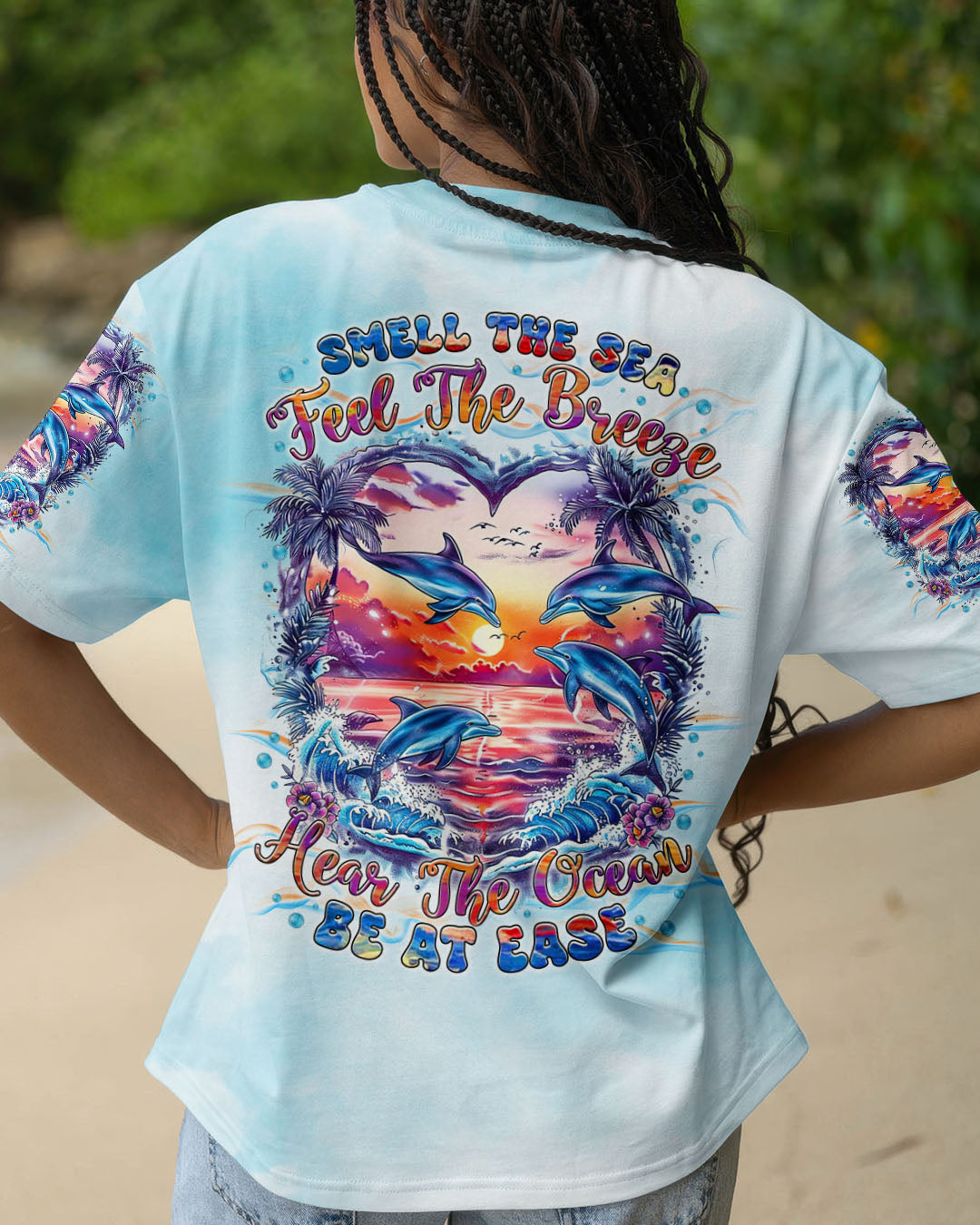 BLISSCORNERS SMELL THE SEA FEEL THE BREEZE DOLPHIN ALL OVER PRINT