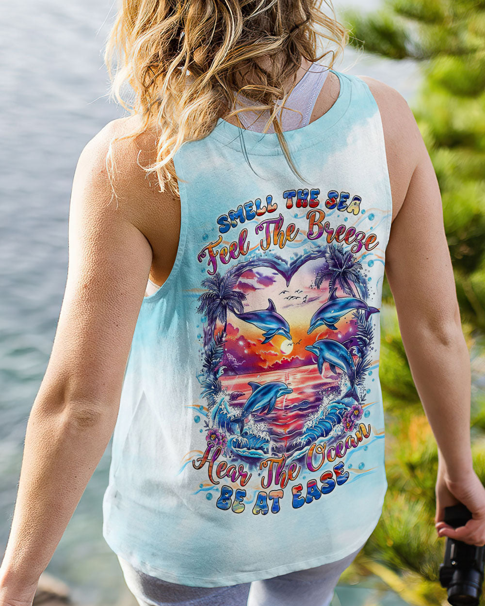 BLISSCORNERS SMELL THE SEA FEEL THE BREEZE DOLPHIN ALL OVER PRINT