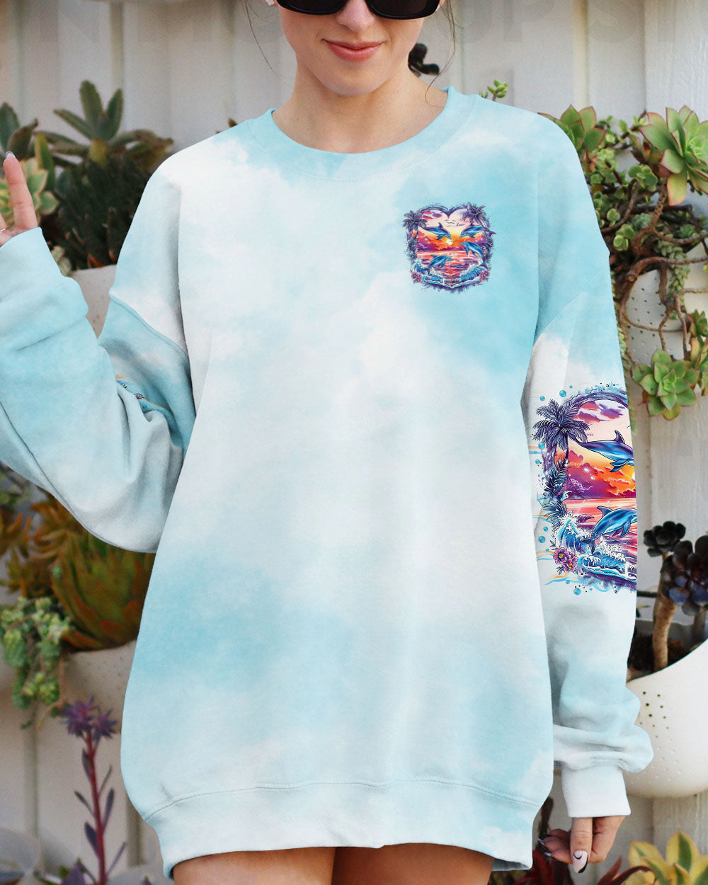 BLISSCORNERS SMELL THE SEA FEEL THE BREEZE DOLPHIN ALL OVER PRINT