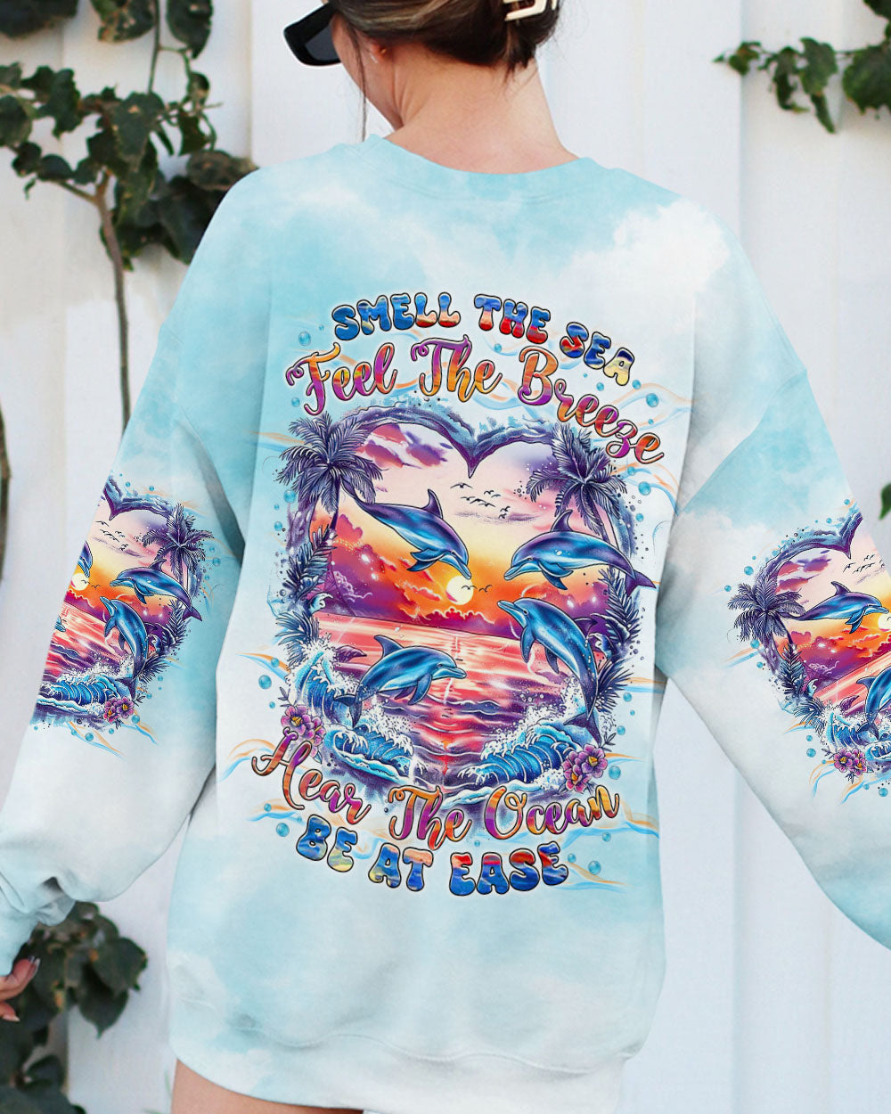 BLISSCORNERS SMELL THE SEA FEEL THE BREEZE DOLPHIN ALL OVER PRINT