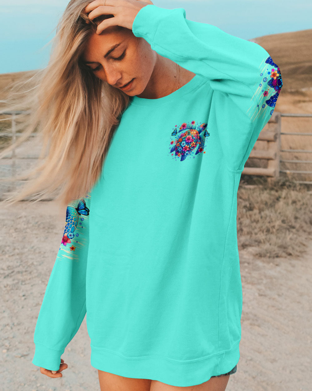 BLISSCORNERS SMELL THE SEA FEEL THE BREEZE TURTLE ALL OVER PRINT